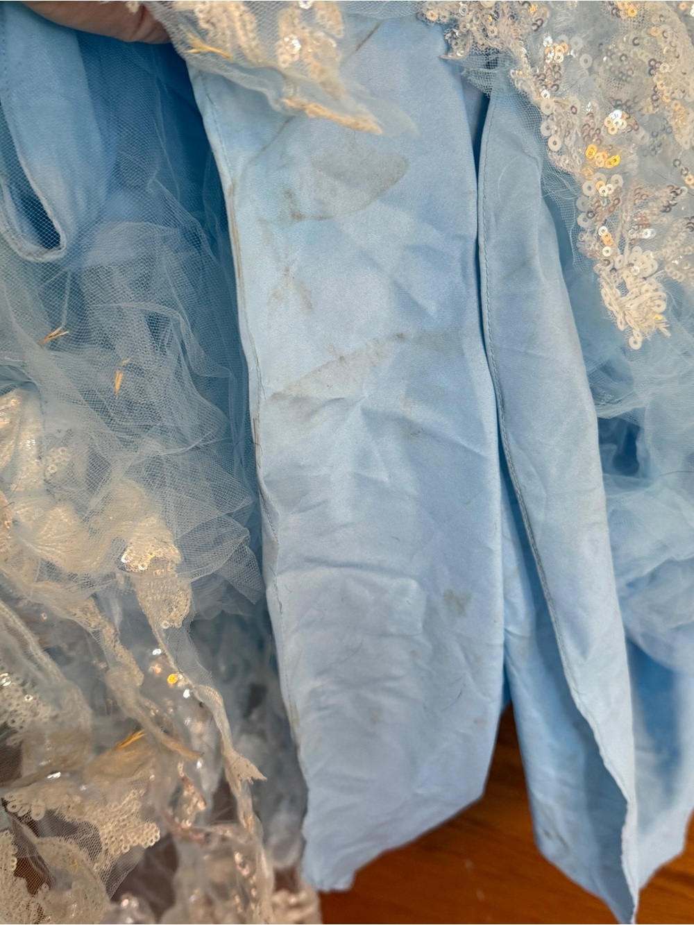 Sz 8 Morilee Madeline Gardner Sparkle Lace Ball Gown Formal Dress - Light Blue - Picture 8 of 11